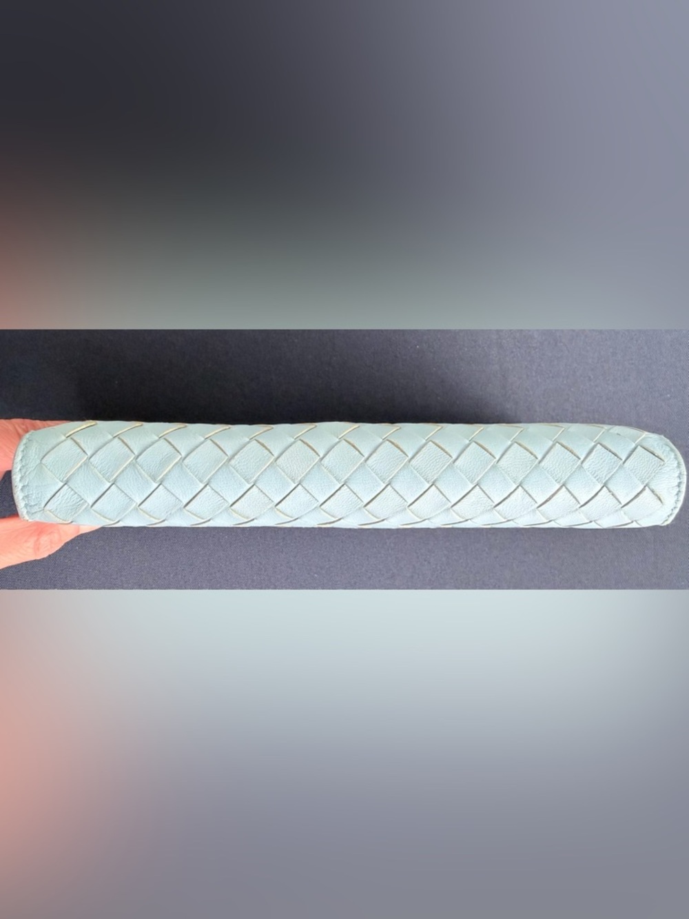 Bottega Veneta Light Blue Woven Clutch - Picture 3 of 12